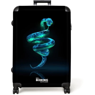 Afbeelding van NoBoringSuitcases.com® Koffer groot Reiskoffer lichtgewicht Digitale slang in spiraalvorm Rolkoffer met 4 wielen Grote trolley XL 98 liter bagage
