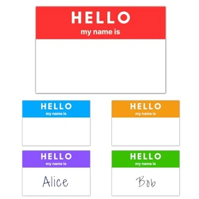 Afbeelding van 250 Stuks Hallo Mijn Naam (Hello My Name) Is, Stickers Labels Zelfklevende Etiketten, 5 Kleuren 75 x 50 mm