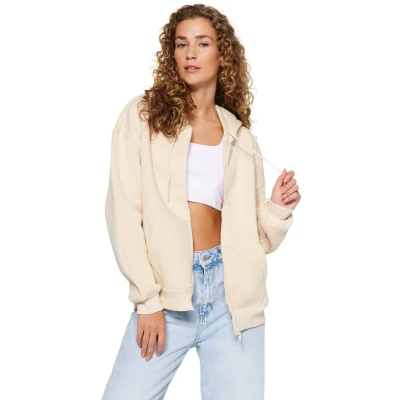 Afbeelding van Trendyol Donker Marineblauw Oversized/Relaxte Pasvorm Gebreid Fleece Sweatshirt Met Ritssluiting En Dikke Binnenkant Twoaw24Sw00188
