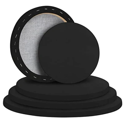 Afbeelding van Belle Vous Rond Zwarte Canvas Set (5 Pak) 5 Geassorteerde Maten Voorgerekte Paneelborden Geschikt voor Acryl en Olieverf, Maar ook Schetsen Tekenen