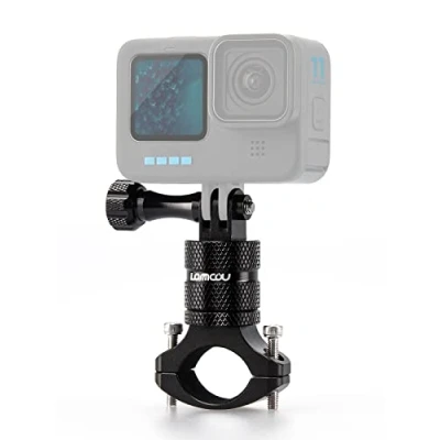 Afbeelding van Lammcou actiecamera fietshouder, aluminium mountainbike stuurmontage, compatibel met Gopro Hero 9 8 7 6 sessie held + 4K Yi Osmo Action Camera Bike Mount Zwart