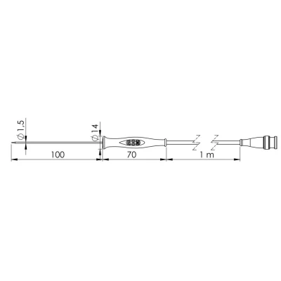 Afbeelding van Greisinger GF 1T E1.5 Insteeksensor 70 tot 250 C Sensortype Pt1000