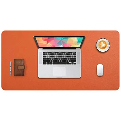 Afbeelding van DOBAOJIA Muismat Grote Mousepad XL, Bureaulegger Bureaumat, Bureau Vloeipapier Schrijfblok, Laptop Bureaumat voor kantoor/thuis, PU leer waterdicht + suède antislip 80 x 40 cm (Roodachtig Oranje)