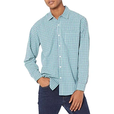 Afbeelding van Amazon Essentials Men&#039;s Casual poplin overhemd met normale pasvorm en lange mouwen, Marineblauw Groen Gingham, L