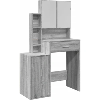 Afbeelding van vidaXL Kaptafel met kastje 80x35x132 cm grijs sonoma eikenkleurig