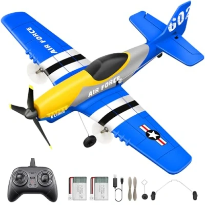 Afbeelding van HAWK&#039;S WORK 3 Kanalen RC Vliegtuig P 51D Mustang, Afstandsbediening Klaar om te Vliegen, 2,4GHz Gyro Stabilisator met 6 Assen, Gemakkelijk Vliegen voor Kinderen &amp; Beginners