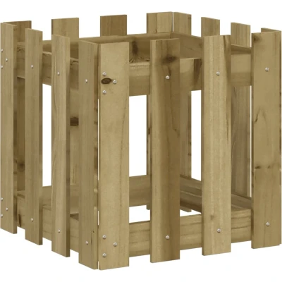 Afbeelding van Plantenbak met hekontwerp 40x40x40 cm geïmpregneerd grenenhout