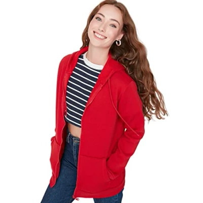 Afbeelding van Trendyol Paars, Oversized/Brede Pasvorm, Dik Fleece Sweatshirt Met Capuchon En Twoaw21Sw0840