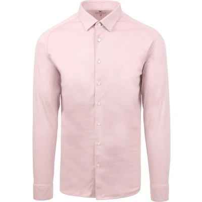 Afbeelding van Desoto Overhemd Strijkvrij Kent Roze maat XL Heren Overhemden Formeel Melange met Slim fit Pasvorm Katoen