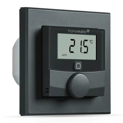 Afbeelding van Homematic IP Smart Home 159928A0 Wandthermostaat met schakeluitgang, voor merkschakelaar, antraciet, digitale thermostaat, vloerverwarming met/zonder app, Alexa, Google Assistant, energie besparen,