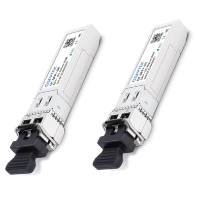 Afbeelding van QSFPTEK 2 stuks 10GBASE SR SFP+ Transceiver LC Mini GBIC Multimode 850nm, 300M, DDM 10G Module voor Cisco SFP SR, Ubiquiti UF MM 10G, Netgear, Mikrotik, D Link, Supermicro, Linksys