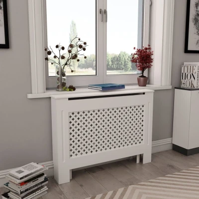 Afbeelding van Radiatorombouwen 2 st 112x19x81,5 cm MDF wit