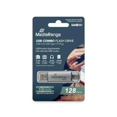 Afbeelding van MediaRange USB 3.0 combo flashdrive, met Type C? stekker, 128 GB