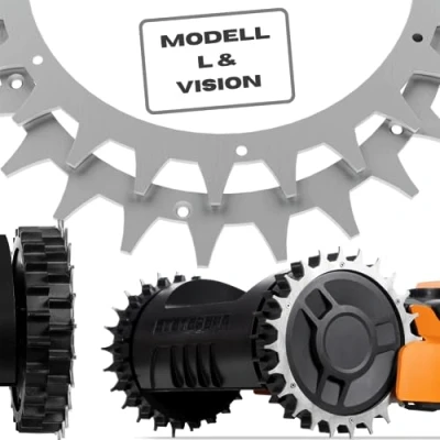 Afbeelding van ROBO CLAWS Roestvrij stalen Spikes Worx L &amp; Vision modellen 3 mm dikke robotmaaier Made in Germany ontbraamd 16x roestvrijstalen schroeven tractieverbetering voor 235