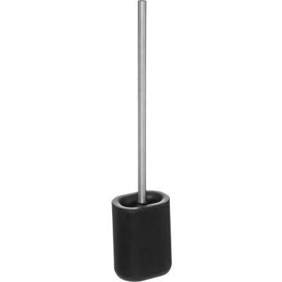 Afbeelding van 5five Toiletborstel met houder plat zwart polypropyleen 53 cm