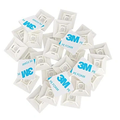 Afbeelding van intervisio Kabelbevestigingen Wit, 28 mm x 28mm, zelfklevende basis voor kabelbevestigers, kabelverbinders, 100 stuks
