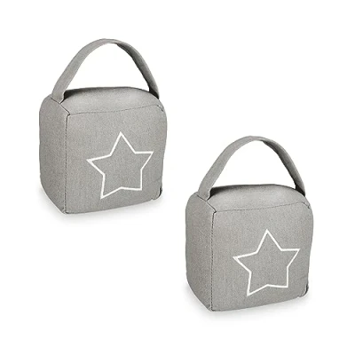 Afbeelding van Relaxdays deurstopper set van 2 ster losse deurstop zand en stof handgreep donkergrijs