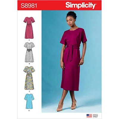 Afbeelding van Simplicity S8981 Snijpatroon voor damesjurken, papier, wit, verschillende kleuren