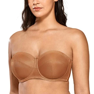 Afbeelding van DELIMIRA Strapless bh Voor Dames Grote Maat Converteerbaar Met Beugel Niet Gewatteerd Nootmuskaat Bruin 105C