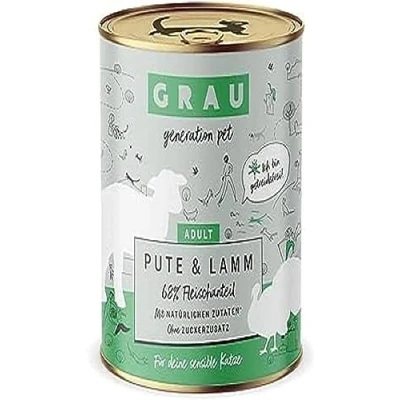 Afbeelding van GRAU Smulpotje Graanvij 6 x 800 g Kattenvoer Kalkoen &amp; Lam