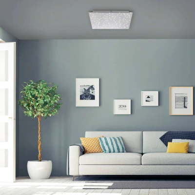 Afbeelding van JUST LIGHT. LED plafondlamp Sparkle CCT dim staal 45x45cm