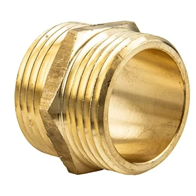 Afbeelding van nippel dubbele messing blank beide zijden buitendraad 1 1/4 (5/4) inch