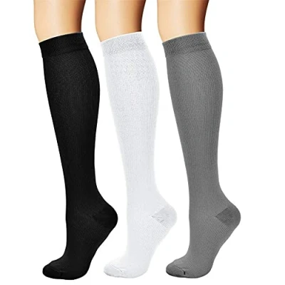 Afbeelding van feifanshop Compressiekousen, 3 paar, compressiesokken, steunkousen, hardlopen, sport, vlucht