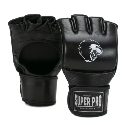 Afbeelding van Super Pro Combat Gear Slugger MMA Handschoenen Leder Zwart/Wit Medium