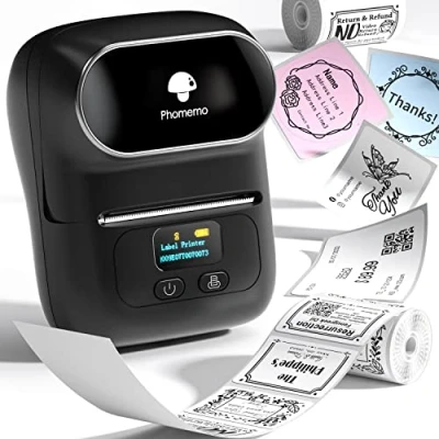 Afbeelding van Phomemo M110 Bluetooth Label Printer, Draagbare Maker Machine voor iOS &amp; Android Telefoon, Kleding, Sieraden, Detailhandel, Adres, Barcode, Thuis, met 1 Rol 40x30mm
