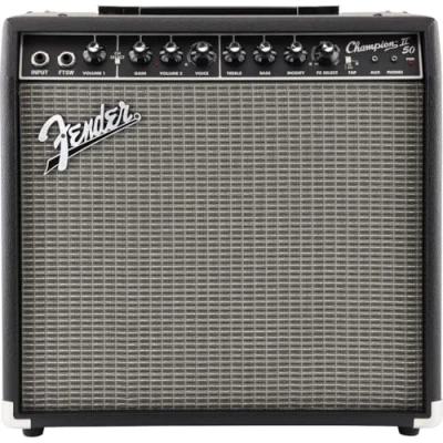 Afbeelding van Fender Champion II 50, Combo gitaarversterker, 50 W, geschikt voor elektrische gitaar, hogere prestaties, verbeterde effecten en versterkermodellen, zwart/zilver