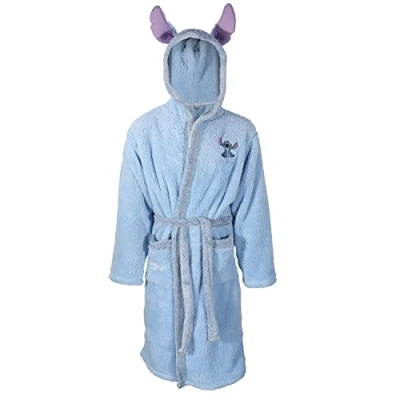 Afbeelding van Disney Lilo &amp; Stich Ochtendjas voor dames, superzachte fleece stitch badjas, Blauw, S M
