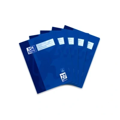Afbeelding van Oxford A4 notitieboek, gelinieerd, met dubbele marge, 16 vellen, blauw, 5 stuks