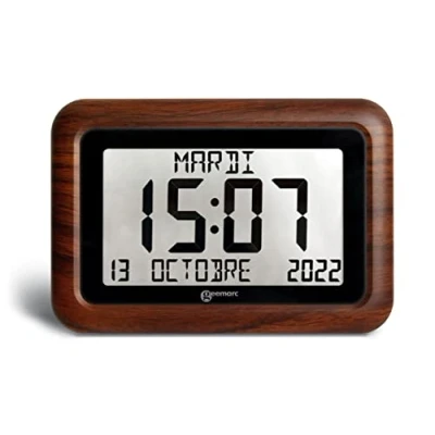 Afbeelding van GEEMARC VISO10 Digitale kalender klok met dag / datum tijdweergave Houtlook