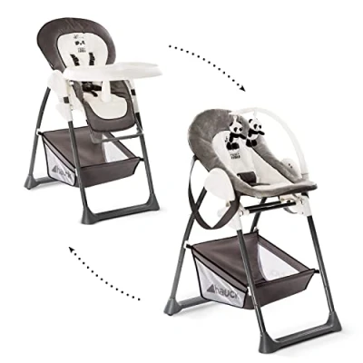 Afbeelding van Hauck Sit&#039;n Relax Kinderstoelset voor Pasgeborenen, Opzetstuk En Kinderstoel, Met Ligfunctie / Incl. Speelboog, Tafel, Wieltjes In Hoogte Verstelbaar, Meegroeiend, Inklapbaar, Zwart/Wit