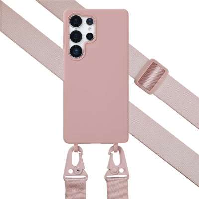 Afbeelding van Samsung Galaxy S25 Ultra Hoesje Siliconen en TPU (zacht) Selencia Softcase/Koordhoesje/Backcover Roze Telefoonhoesje