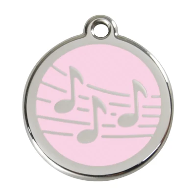 Afbeelding van Music Pink roestvrijstalen hondenpenning large/groot dia. 3,8 cm RedDingo