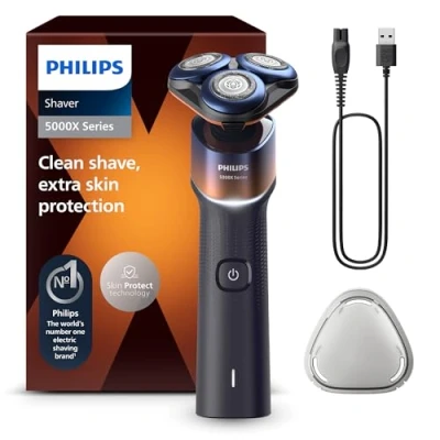 Afbeelding van PHILIPS Shaver 5000X serie, elektrisch scheerapparaat voor nat en droog scheren, Skin Protect technologie, 360 draaibaar scheerhoofd, 1 uur/5 min. opladen Snel opladen, kleur oranje, model X5012/00