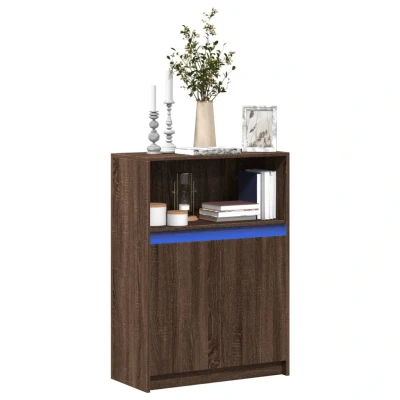 Afbeelding van Dressoir met LED 72x34x100 cm bewerkt hout bruin eikenkleur