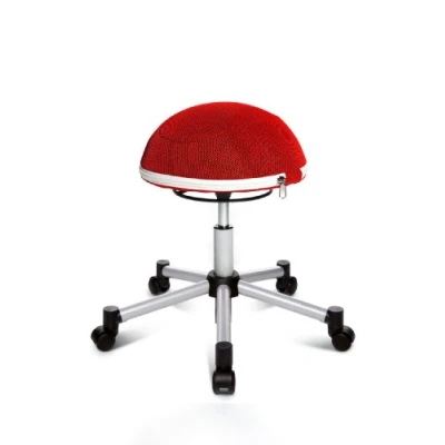 Afbeelding van Topstar Sitness Half Ball, Fitnesskruk, Werkkruk, Rolkruk, Driedimensionaal beweegbare zitting, stoffen bekleding, rood