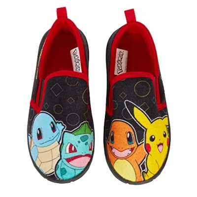 Afbeelding van Pokemon slippers voor kinderen jongens meisjes Pikachu Slip On huis met stevige binnen en buitensol zwart 10 UK kind