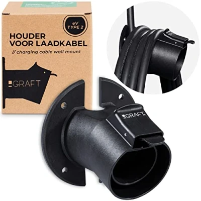 Afbeelding van GRAFT laadkabel Type 2 muurbeugel voor elektrische auto&#039;s met IEC 62196 stekker Accessoires Wallbox laadstation inclusief diefstalbeveiliging kabel en oplader