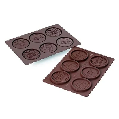 Afbeelding van silikomart ckc02 koekje xmas slim silicone vorm,bruin en wit.