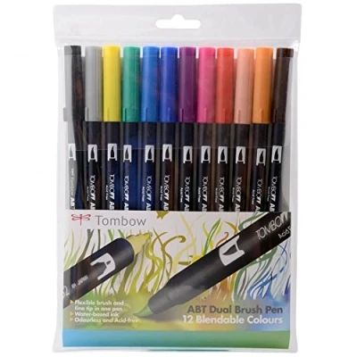 Afbeelding van 6x Tombow ABT Dual Brush Pen, set van 12 primaire kleuren