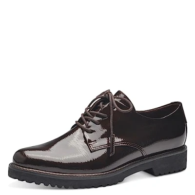 Afbeelding van MARCO TOZZI dames 2 23712 41 Veterschoenen, Mocca Patent, 39 EU