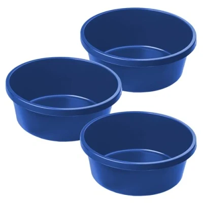 Afbeelding van KADAX mortelbak, bouwemmer, mortelbak met handgrepen, mortelemmer van kunststof, ronde emmer voor bouwplaats, tuin, stabiele wateremmer, cementemmer, poetsemmer (3, 11,5 l)