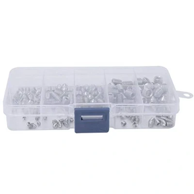 Afbeelding van 200 Stks Inbuskop Grub Schroef Set Cone Point Hex Socket Assortiment Kit Rvs met Plastic Doos voor Nauwkeurigheidsinstrumenten M3/M4/M5/M6/M8