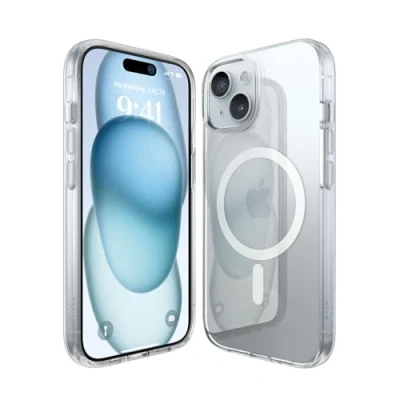 Afbeelding van elago Magnetic Hybrid Duidelijke Hoesje Compatibel met iPhone 15 Case, MagSafe, PC + TPU Hybride, US Militaire Dalingsbescherming, het Verminderde Vergeelt (Wit)