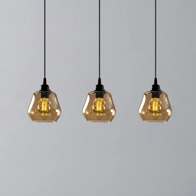 Afbeelding van Opviq Hanglamp goud 032, transparant, glas 3 lamps lang