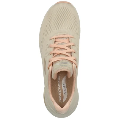 Afbeelding van Skechers ARCH FIT BIG APPEAL dames Sneaker Low Top Trainers, Natural Knit Mesh Coral Trim, 38.5 EU