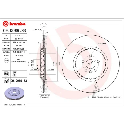 Afbeelding van Brembo Remschijven 09.D069.33